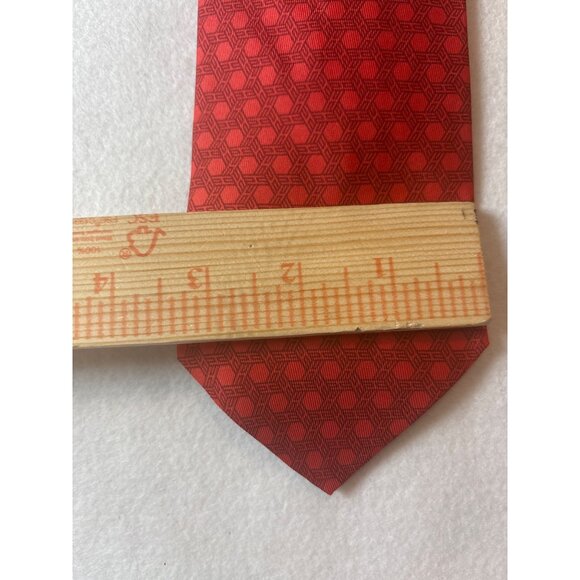 Hermès Paris Mens Red Geometric Pattern 100% Silk Tie - Picture 7 of 7